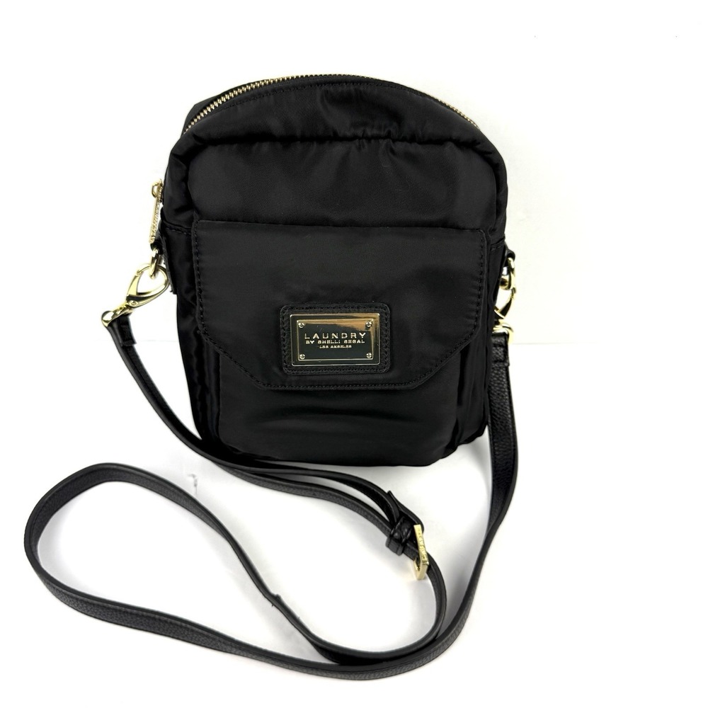 Laundry By Shelli Segal Los Angeles Crossbody Bag Black Nylon Everyday Use Gold